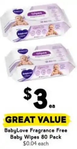 Drakes BabyLove Fragrance Free Baby Wipes offer