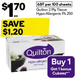 Woolworths Quilton 2 Ply Tissue Hypo-Allergenic offer