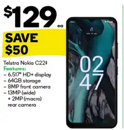 Woolworths Telstra Nokia C22 offer