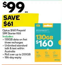 Woolworths Optus Prepaid SIM Starter Kits offer