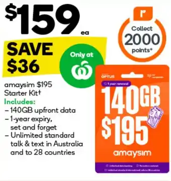 Woolworths Amaysim Starter Kit offer