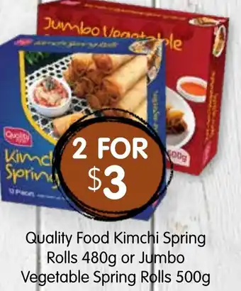 Spudshed Kimchi Spring Rolls or Jumbo Vegetable Spring Rolls offer