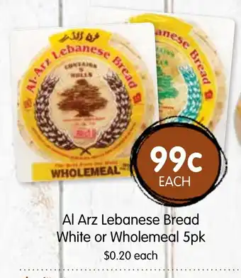 Spudshed Lebanese Bread White or Wholemeal offer