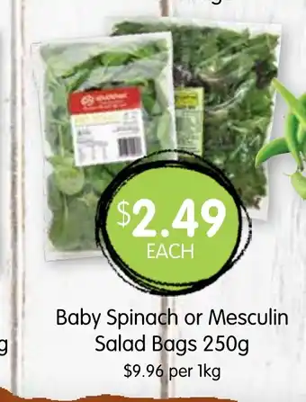 Spudshed Baby Spinach or Mesculin Salad Bags offer