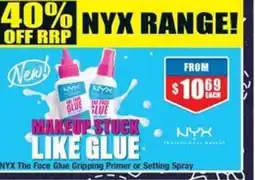 Chemist Warehouse Nyx the face glue gripping primer or setting spray offer