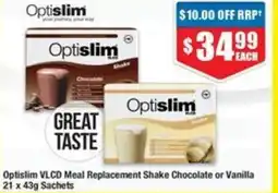 Chemist Warehouse Optislim vlcd meal replacement shake chocolate or vanilla offer