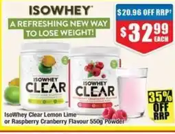 Chemist Warehouse Clear Lemon Lime- or Raspberry Cranberry Flavour Powder offer