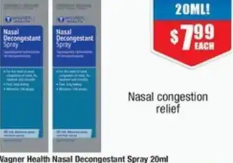 Chemist Warehouse Wagner Health Nasal Decongestant Spray offer