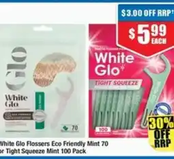 Chemist Warehouse White Glo Flossers Eco Friendly Mint or Tight Squeeze Mint offer