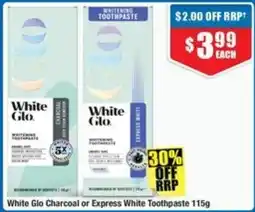 Chemist Warehouse White Glo Charcoal or Express White Toothpaste offer