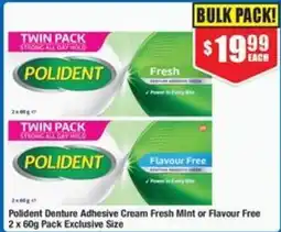 Chemist Warehouse Polident Denture Adhesive Cream Fresh Mint or Flavour Free offer