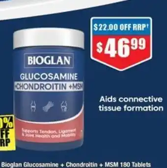 Chemist Warehouse Bioglan Glucosamine + Chondroitin + MSM offer