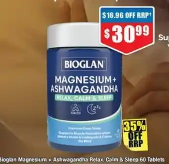 Chemist Warehouse Bioglan Magnesium + Ashwagandha Relax, Calm & Sleep offer