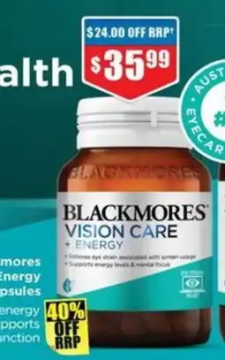 Chemist Warehouse Blackmores Vision Care + Energy offer