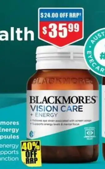 Chemist Warehouse Blackmores Vision Care + Energy offer