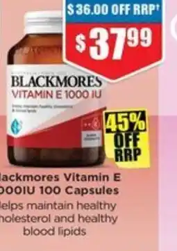 Chemist Warehouse Blackmores Vitamin E 1000IU offer