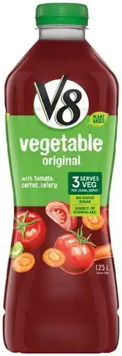 IGA V8 Fruit & Vegetable Juice 1.25 Litre Selected Varieties offer