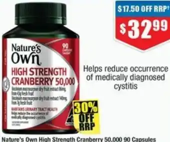 Chemist Warehouse Nature's Own High Strength Cranberry offer