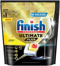 IGA Finish Ultimate Plus All in 1 Lemon Sparkle Dishwashing Tablets 45 Pack offer