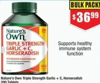 Chemist Warehouse Nature's Own Triple Strength Garlic + C Horseradish offer