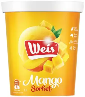 IGA Weis Sorbet or Weis Half & Half 1 Litre Selected Varieties offer