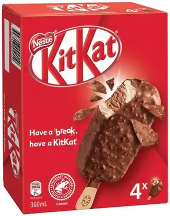 IGA Kitkat or Oreo Ice Cream 4 Pack Selected Varieties offer