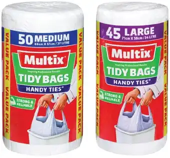 IGA Multix Handy Ties Tidy Bags Medium 50 Pack or Large 45 Pack offer