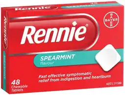 IGA Rennie Spearmint Flavour Indigestion & Heartburn Tablets 48 Pack offer