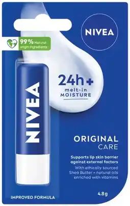 IGA Nivea 24h Melt‑In Moisture Lip Care 1 Pack Selected Varieties offer