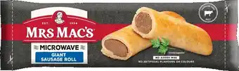 IGA Mrs Mac's Microwave Giant Sausage Roll, Pie 175g or Traditional Beef Pastie 165g Selected Varieties offer