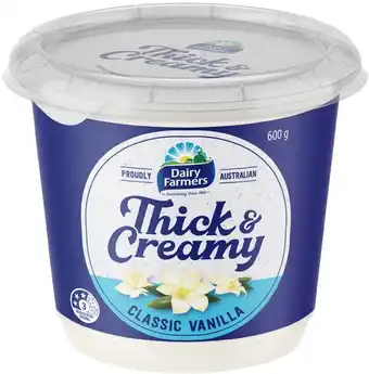 IGA Dairy Farmers Thick & Creamy Yoghurt 550‑600g Selected Varieties offer