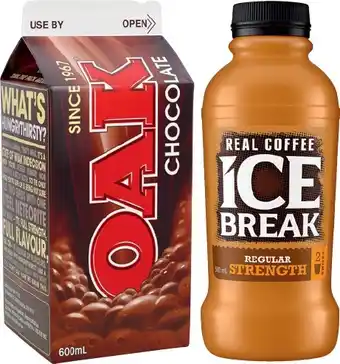 IGA Ice Break Real Coffee 500mL or Oak Flavoured Milk 600mL Selected Varieties offer