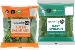 IGA Community Co Baby Spinach 100g or Aussie Salad Mix 110g offer