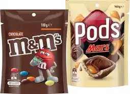 IGA M&M’s Bite Size Pack 120-180g, Pods 160g, Maltesers 120-140g, Skittles 120-200g Selected Varieties offer