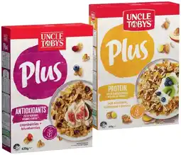 IGA Uncle Tobys Plus Cereal 410‑435g Selected Varieties offer