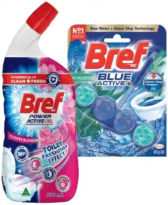 IGA Bref Rim Block Toilet Cleaner 42‑50g or Gel 600‑700mL Selected Varieties offer