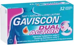 IGA Gaviscon Dual Action Indigestion Relief Peppermint Chewable Tablets 32 Pack offer