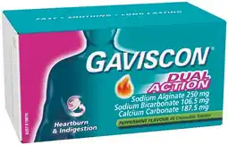 IGA Gaviscon Dual Action Heartburn & Indigestion Relief Peppermint Chewable Tablets 48 Pack offer