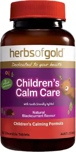 healthylife Herbs of Gold Childrens Calm Care 60 Chewable Tablets offer