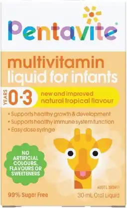 healthylife Pentavite Multivitamin Infant Liquid Tropical Flavour 30ml offer