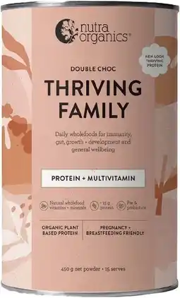 healthylife Nutra Organics Thriving Family Protein+ Double Choco 450g offer