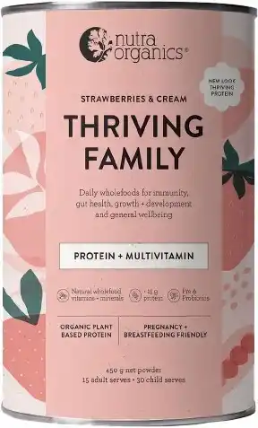 healthylife Nutra Organics Thriving Protein Strawberries & Cream 450g offer