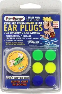 healthylife Putty Buddies Floating Silicone Ear Plugs 3 Pairs with Case offer