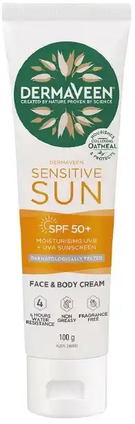 healthylife DermaVeen Daily Nourish Sun Sensitive Body Moisturiser SPF50+ 100g offer