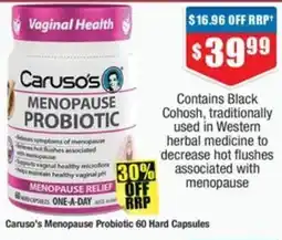 Chemist Warehouse Caruso's Menopause Probiotic offer