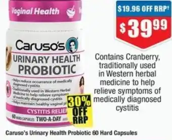 Chemist Warehouse Caruso's Urinary Health Probiotic offer