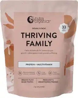 healthylife Nutra Organics Thriving Family Protein Double Choc 1kg offer