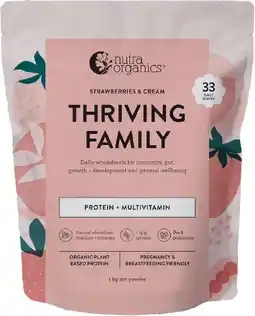 healthylife Nutra Organics Thriving Family Protein Strawberries & Cream 1kg offer