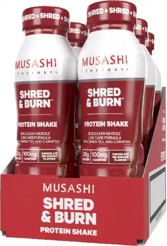 healthylife Musashi Shred and Burn Protein Shake Chocolate 6 X 375ml offer