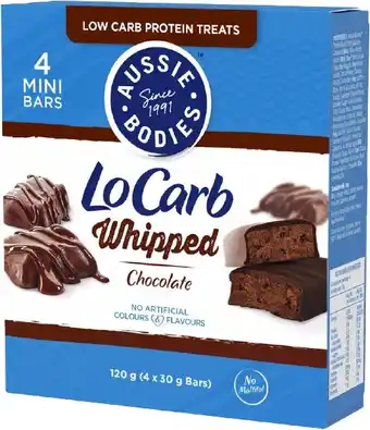 healthylife Aussie Bodies Lo Carb Whipped Chocolate Bars 4 x 30g offer